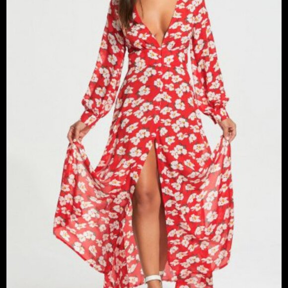 Rosegal Dresses & Skirts - Rosegal Floral print button up chiffon maxi dress with split NWOT